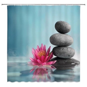 

Chinese Shower Curtain With Hooks Eco-Friendly Polyester Fabric Bathroom Shower Curtains Green Curtain Waterproof Bath Curtains