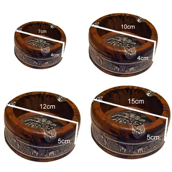 

Retro Vintage Wooden Emboss Heat Resistant Ashtray Durable Home Office Cigars Tobacco Ash Tray Case