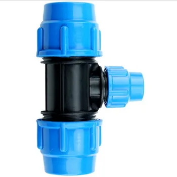 

40mm to 25mm to 40mm Diameter Plastic Quick Connector T Type Blue Black Caps Adapter PE Pipe Fittings for Irrigation