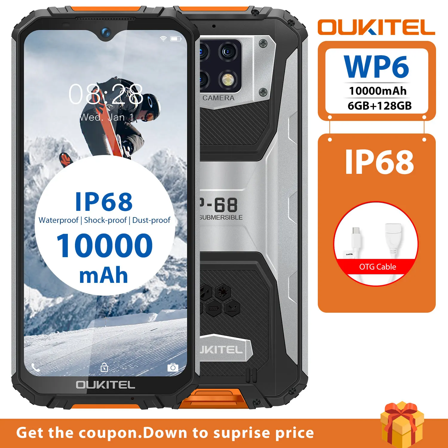 OUKITEL WP6 смартфон с 6 3 дюймовым дисплеем восьмиядерным процессором ОЗУ ГБ ПЗУ 128 10000