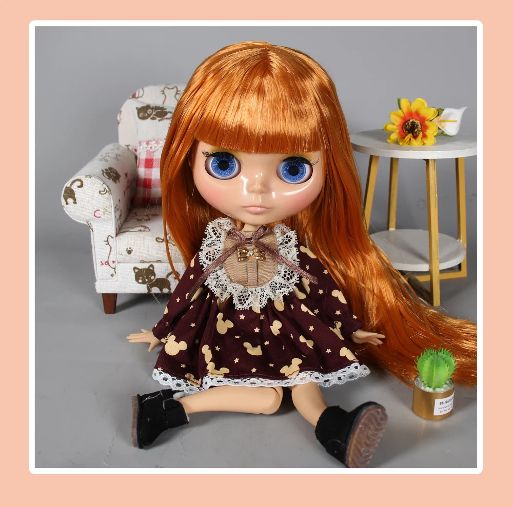 Linda – Premium Custom Neo Blythe Doll with Ginger Hair, Tan Skin & Shiny Cute Face 4