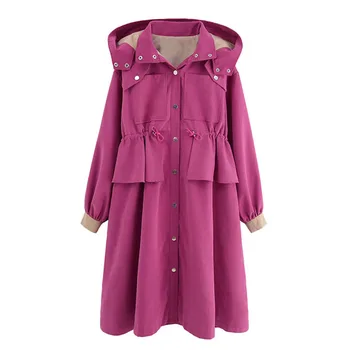 

Spring Long Windbreaker Women New Loose Trench Coat Casacos Femininos Moda Mujer Slim Elegant Highstreet Hooded Female Jackets