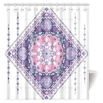 

Mandala Decor Collection, Ethnic Indian Mandala Pattern Boho Home Decor Beautiful Floral Nature Theme Bathroom Shower Curtain