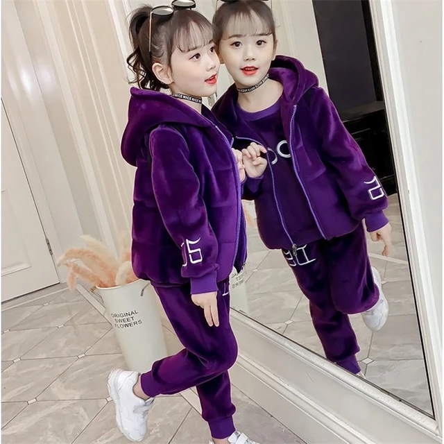 Girls Coat +Pants Kids Suits 2PCS/Set 2023 Purple Spring Autumn Cotton  Outfits Teenagers Uniforms Children Clothing - AliExpress