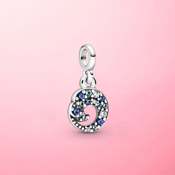 

Genuine 925 Sterling Silver My Blue Ocean Wave Dangle Charm Beads fit Original Pandora Me Bracelets Jewelry Gift