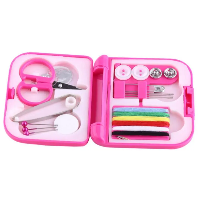 Sewing Box Needle Threads Box Set Storage Box Portable Travel Scissor Thimble Buttons Pins Home Tools Travel Sewing Kit 2 Colors