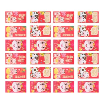 

60pcs 2021 New Year Red Envelopes Cartoon Ox Zodiac Red Envelopes(Random Style)