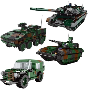 

WW2 Military Armored Vehicle Tank Building Blocks Kampfpanzer Leopard 2A6 Infantry Fighting Car Model Bricks Christmas Gift D195