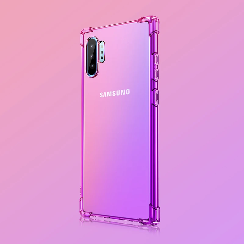 Градиент защитный силиконовый чехол для samsung Galaxy Note 10 9 8 S8 S9 S10 плюс S7 край A80 A70 A60 A50 A40 A30 A20 A10E корпус телефона - Цвет: 1