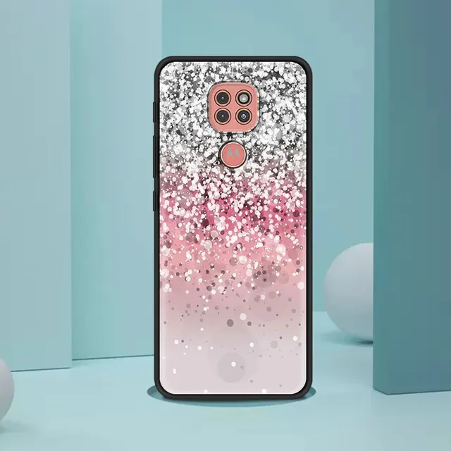 Black Case For Moto One Fusion G9 G8 Play Plus G10 Power G30 E6s One Hyper G Stylus Edge G60 G50 Gold Pink Rose Glitter Hearts B01