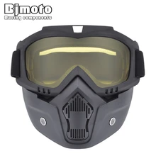 Очки для мотокросса, маска от пыли для лица со съемными мотоциклами и фильтром для рта, винтажные шлемы для открытого лица