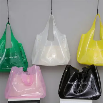 

Transparent 2020 Popular Shoulder Bags Fashion Clear Large Capacity Casual Totes PVC Shopping Bags Candy Portable Female Bags