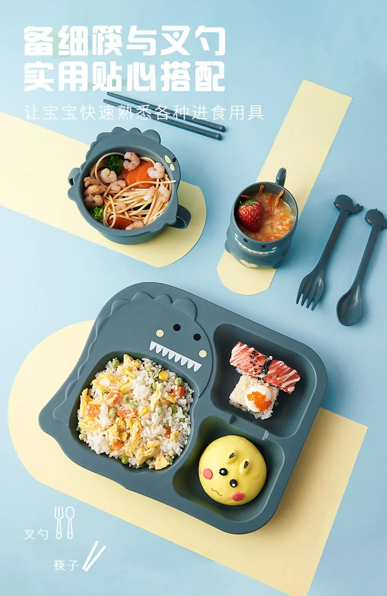 Silicone plate dinosaur silicone baby tableware children's tableware plate non-slip baby feeding bowl without BPA non-slip 6 H6de174c9d0d142c9af6bc2853c3db1c0m