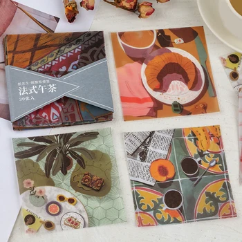 

30 pcs/set Watercolor Painting Memo Pad Retro Message Notes Decorative Notepad Note paper Memo Stationery Office Supplies