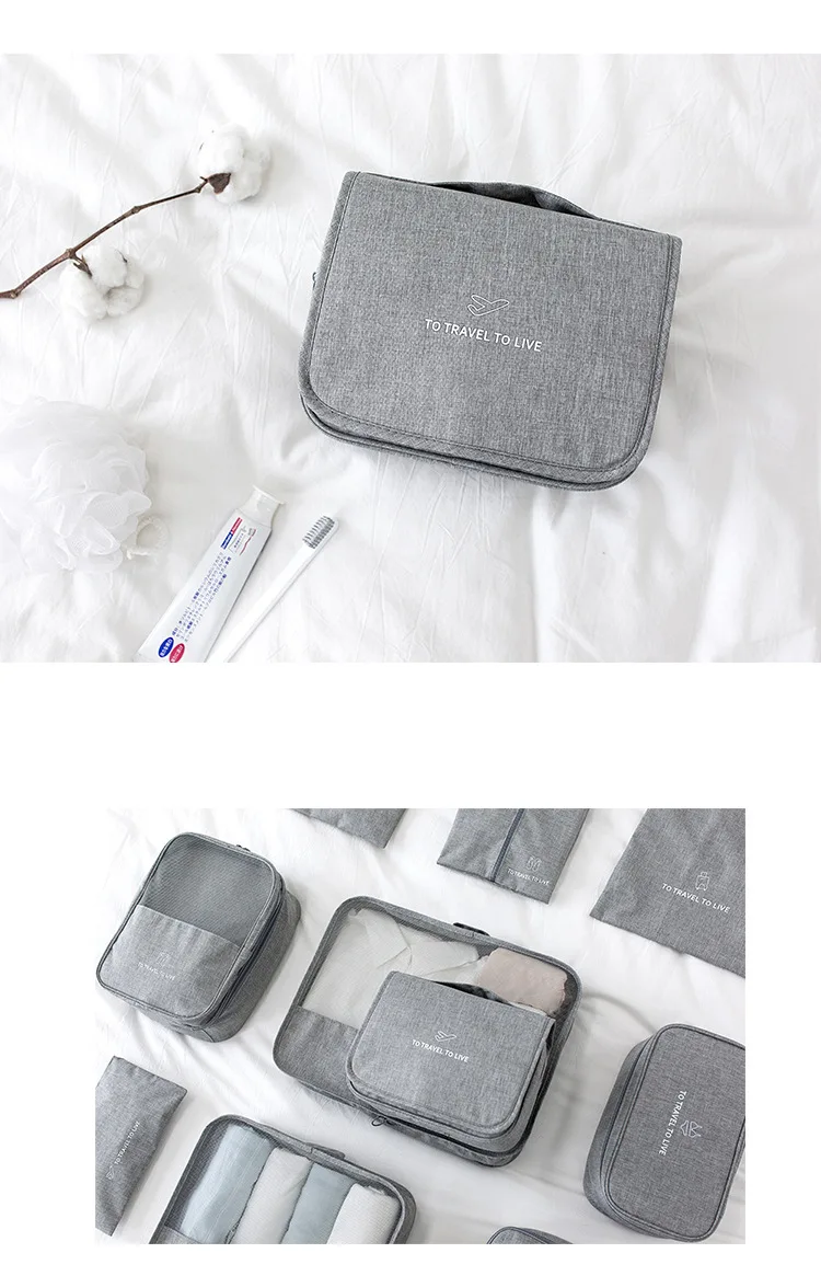 Hanging Travel Storage Zip Bag Cosmetic Luggage Organizer Makeup Bag Waterproof Toiletry Bags Women Men Travel Accessories Pouch