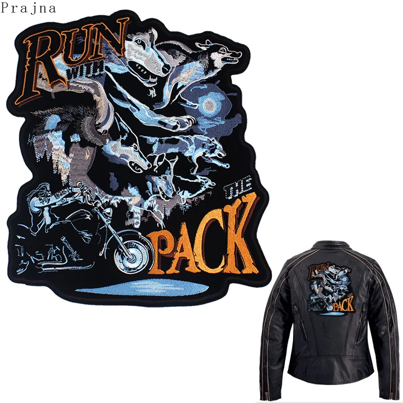 

Prajna Skull Patch Big Stalker Motorcycle Rock Biker Hippie Patches Iron On Embroidered Patches For Clothes Stripes Jacket Patch