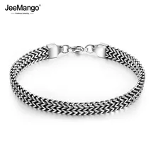 JeeMango хип-хоп/Рок титановые мужские браслеты из нержавеющей стали браслет Винтажный стиль цепи и ювелирные изделия с бриллиантами для мальчика JOGS1016