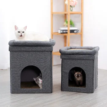 

Double Layer Cushion Mats Removable Summer Lounger For Cat Dog Beds Winter Warm Cat's House Gray Bed For Cats For Small Dogs
