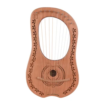 

10-String Wooden Lyre Harp Metal Strings Maple Wood Topboard Mahogany Backboard String Instrument with Carry Bag WH-11