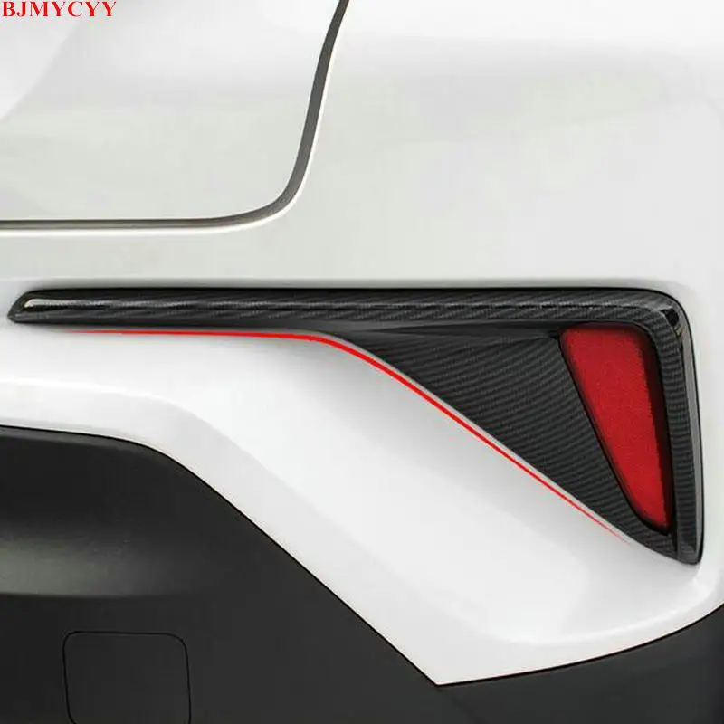 

BJMYCYY 2PCS/SET Automobile rear fog lamp carbon fiber decorative frame For Toyota C-HR CHR 2017 2018