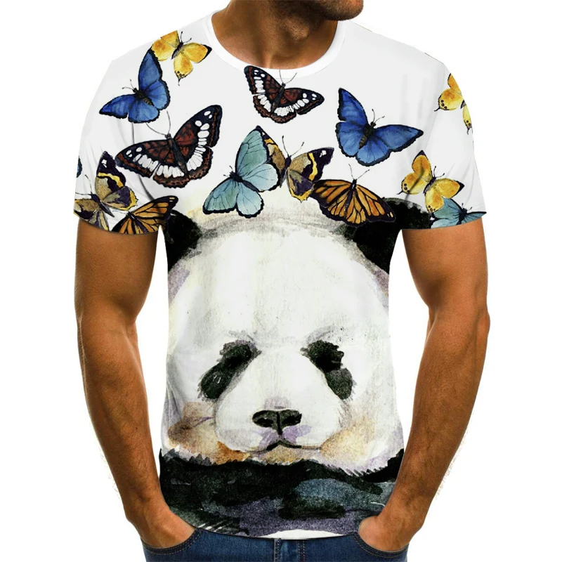 Fashion Men's Top Wolf 3D Printing T-shirt Cool Funny Short Sleeve Animal Print Cute | Мужская одежда