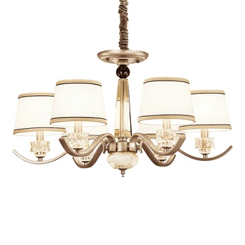 

Modern LED Pendant Light Fixture Living Room Dining Room Study Bedroom Wrought Iron Fabric Atmospheric Crystal Hanging Lamps