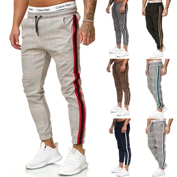 

Men Striped Joggers Pants 2020 Brand New Houndstooth Slim Fit Sweatpants Mens Casual Ankle-Length Trousers Male Fashion Pants
