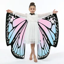 Дети Мальчики Девочки шали и обертывания крыло шаль Дамский Плащ накидка аксессуар крылья бабочки Костюм для детей шарфы