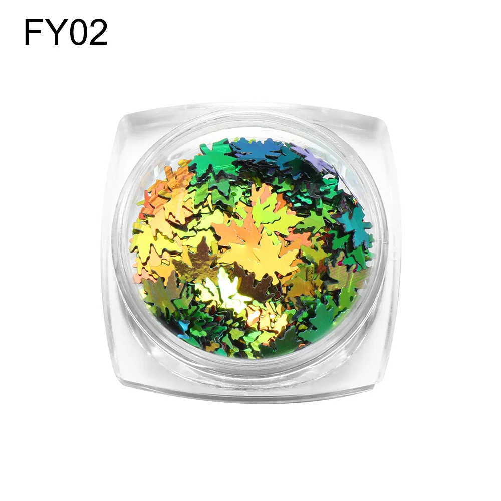 1 коробка голографическая многоцветная блестящая Кленовая форма Блестка для ногтей хлопья блестка переливающийся лист Маникюр 3D сделай сам дизайн ногтей украшение - Color: FY02