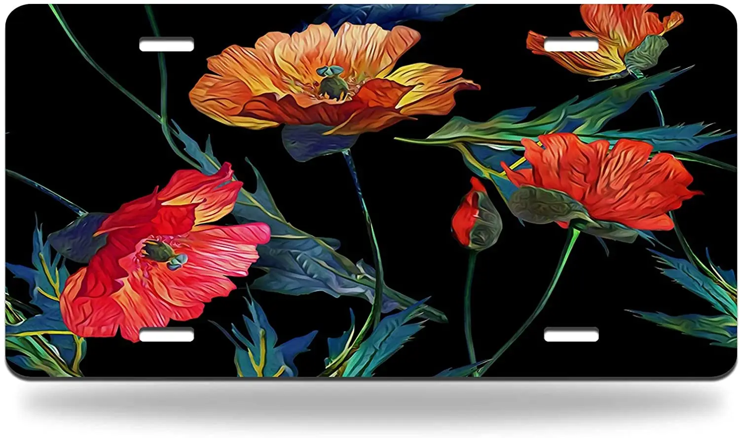 

yunsu Watercolor Poppies Flowers License Plate,car Decor Personalise Tag,Novelty Car Front License Plate Metal Aluminum Car