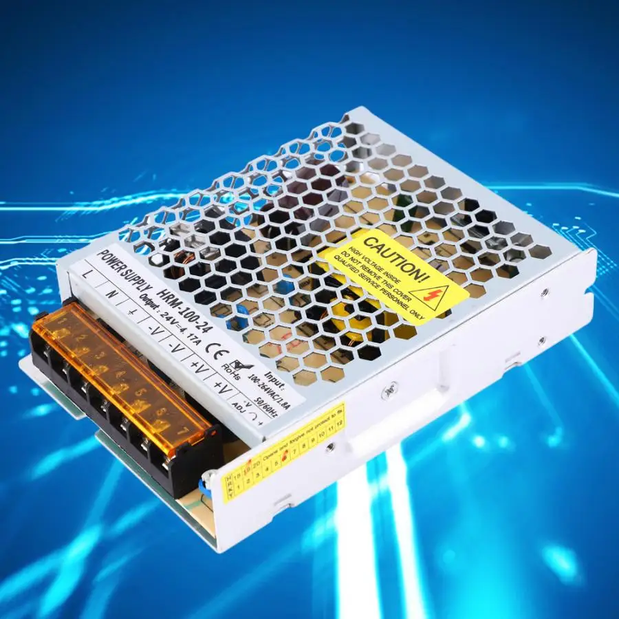 IP20 водонепроницаемый светодиодный выключатель питания 100~ 264VAC/1.8A к DC24V/4.17A Трансформаторы освещения для светодиодной полосы света