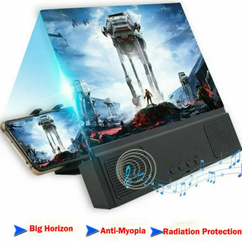 12 дюймовый мобильный телефон 3D HD видео Bluetooth усилитель стойка для смартфона