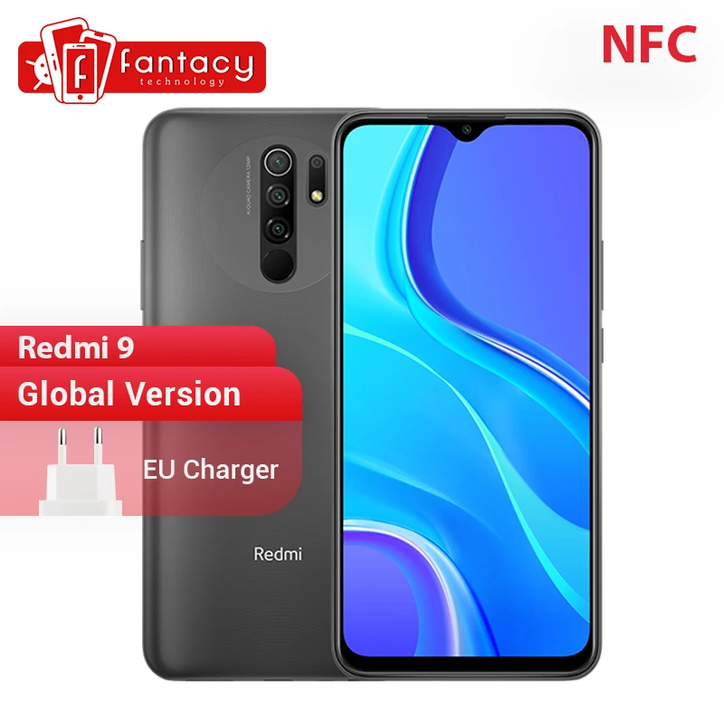  Глобальная версия Xiaomi Redmi 9 мобильных телефонов NFC Helio G80 32 Гб 64 Гб 6,53 "FHD + безрамочный экран 13MP AI Quad камеры смартфона 5020 мАч 