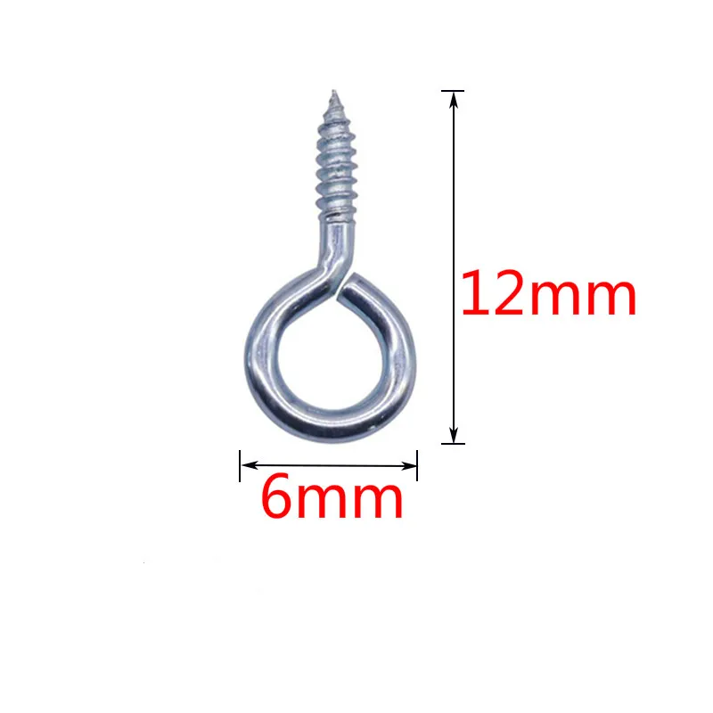 6x12mm Metal Iron Eye Screws Bolt Screw Wire Eye Lag Hardware Accessory 500/ 300/ 200/ 100/ 50pcs - Цвет: 6x12mm