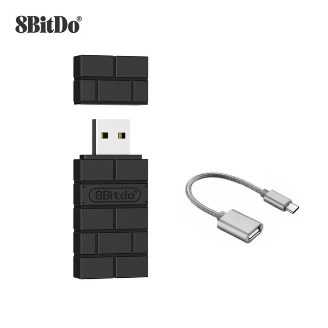 8Bitdo USB Bluetooth Receiver Adapter  For Nintend Switch For PS5 PS4 Windows PCs Macs Raspberry Pi Gray with S Cable