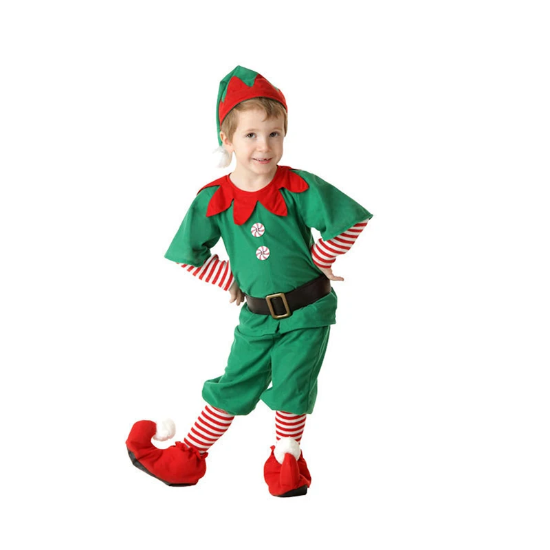 VFOCHI/Новое рождественское платье эльфа для девочек костюм на Хэллоуин для мальчиков, костюм Санта-Клауса для детей и взрослых, семейная зеленая Эльфийская одежда, комплект