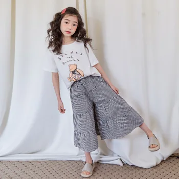 

Family Matching Clothing 2020 Summer New Baby Girl Pliad Wide Leg Pants Children's Loose Casual Pants Girls Trousers Family Look