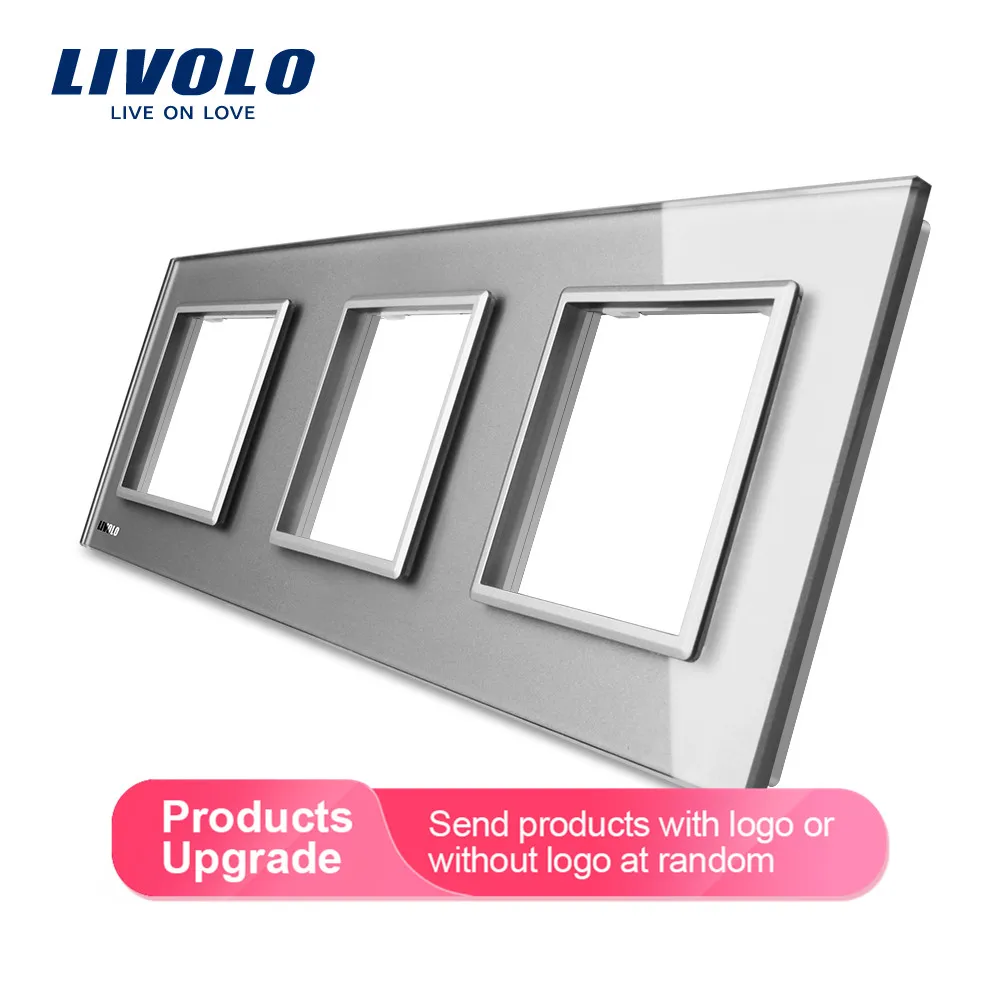 Livolo роскошное белое жемчужное Хрустальное стекло, стандарт ЕС, тройная стеклянная панель для настенного выключателя и розетки, C7-3SR-11(4 цвета
