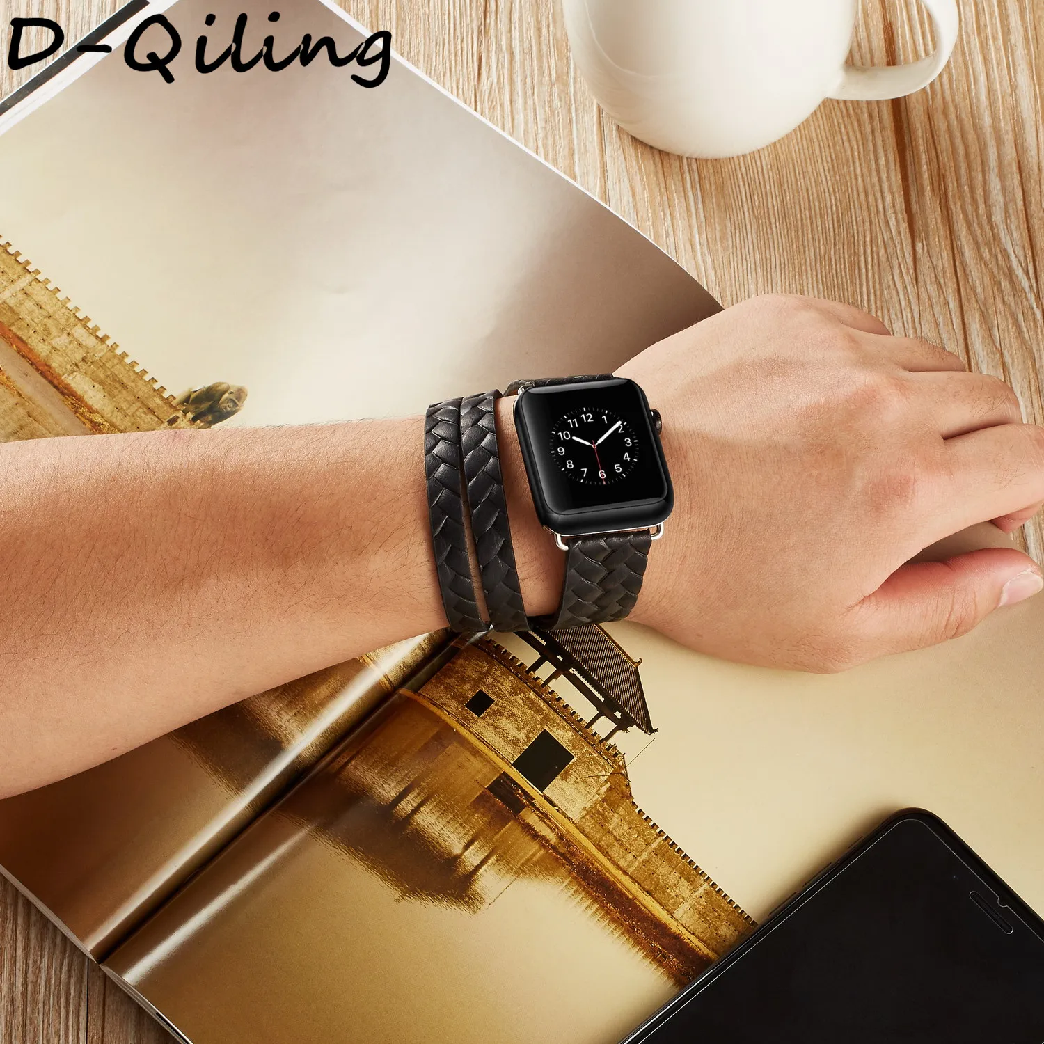 Кожаный ремешок для часов apple watch 4 ремешка 44 мм/40 мм correa apple watch 42 мм/38 мм двойной тур Браслет ремешок для часов Iwatch 54 3 21