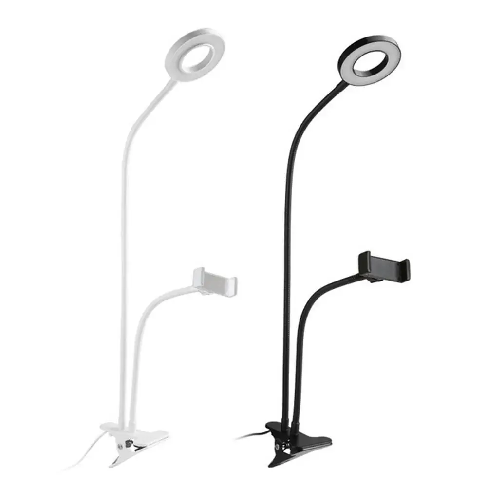 

BG-12W 2-in-1 Cell Phone Holder with LED Selfie Ring Light for Live Stream Phone Clip Holder Adjustable Desk Lamp