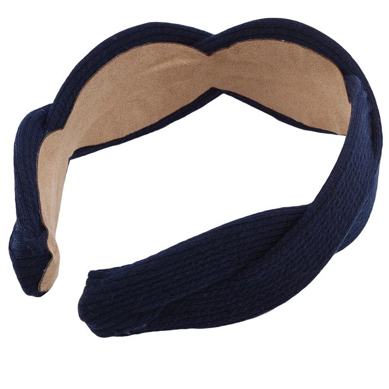 Navy blue Модный головной убор, разноцветные волосы, украшения, аксессуары, новинка весны, модный широкий крест, повязка на голову для женщин, подарки - Цвет: Navy blue