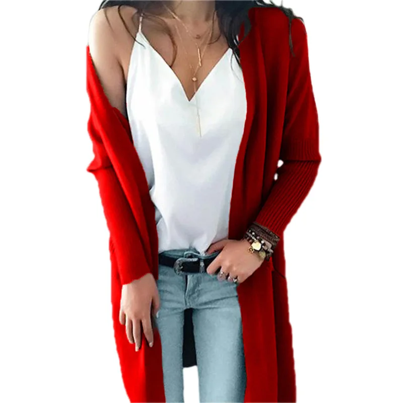 

Knitwear Sweater Women's 2020 Autumn and Winter New Style Sweater Double Pocket Mid Length Knitted Cardigan Sweater for Women