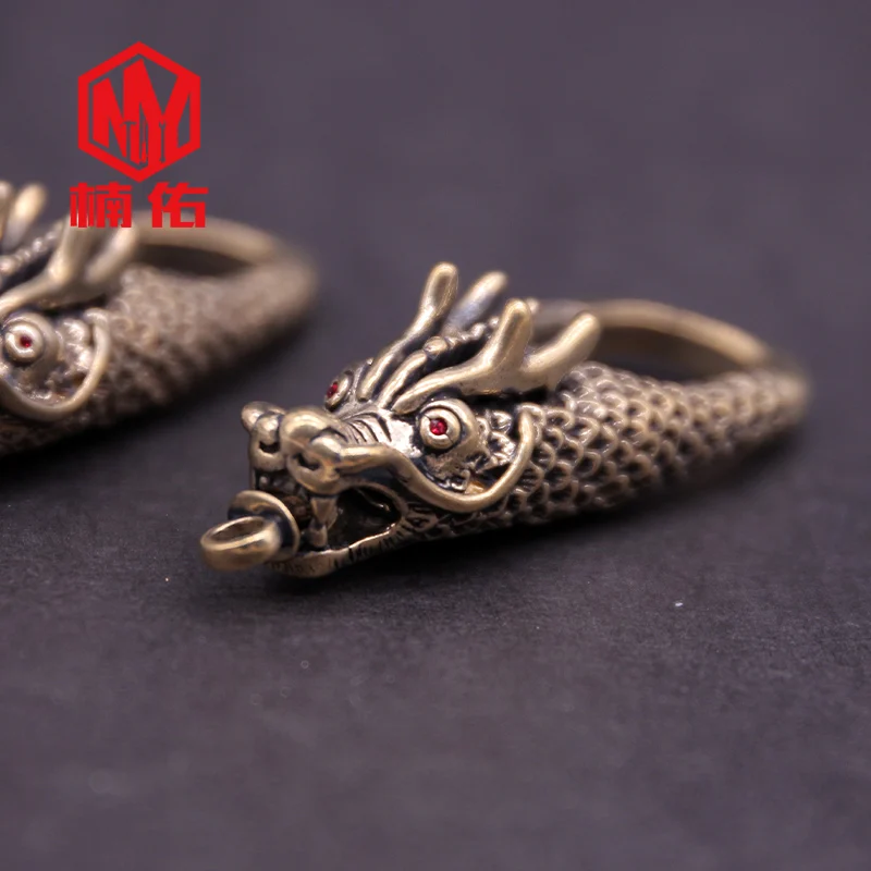 Латунный ремешок с драконом подвеска для ключей EDC украшение улицы 1 шт. | Спорт и