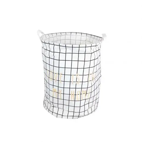 Grey Plaid L Большая складная корзина для белья с ручкой, хлопок, лен, плед, с принтом, корзина для белья, корзина для грязной одежды, органайзер, wasmand - Цвет: Grey Plaid L