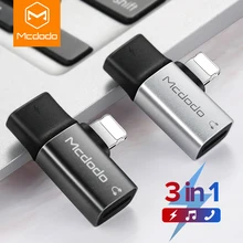MCDODO светодиодный аудио Aux адаптер для iPhone Xs Max Xr X 8 7 Plus телефонный разъем для наушников разветвитель динамик провод OTG кабель конвертер