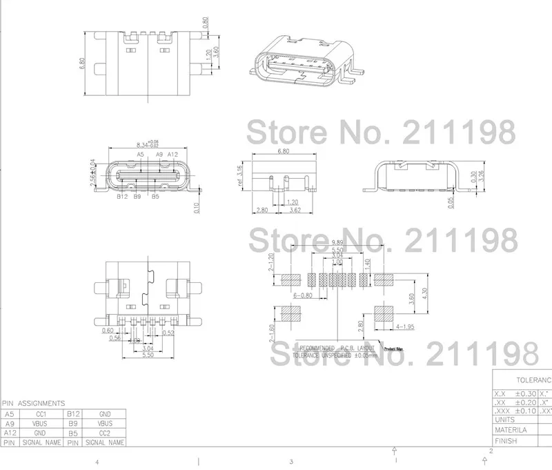 TYPE-C 6PIN板上四脚全贴SMT(1)