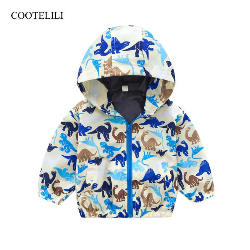 

COOTELILI Baby Boys Coat Windbreaker Long Sleeve Children Dinosaur Printing Jacket Kids Boys Outerwear Coats Clothes 90-130cm