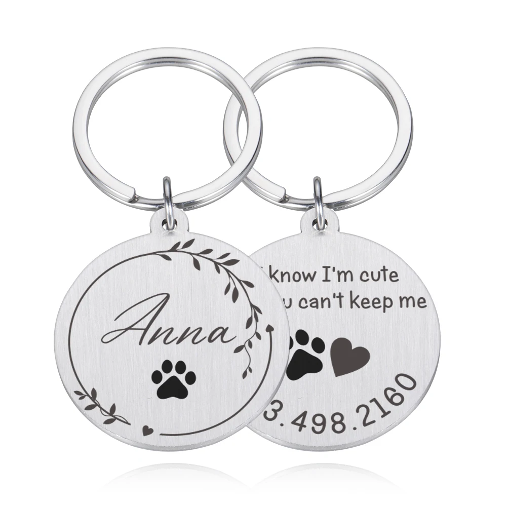 Customizable Dogs ID Tag Engraved Pet Dog Collar Accessories Personalized Cat Puppy Kitten ID Name Plate Tags Pendant Anti-lost 