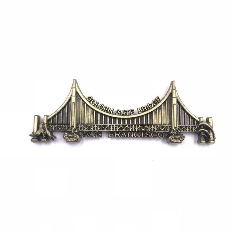 Металлическая коллекция магнитов на холодильник Дубай Лондон Золотые ворота мост Австрия вены Турция Париж Путешествия Магнитный хлададор стикер - Цвет: Golden Gate Bridge
