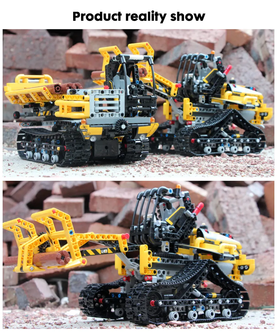 RC машинка из конструктора инженерный вилочный погрузчик 873 шт. 13034 13035 город пульт дистанционного управления с App управления строительные блоки игрушки